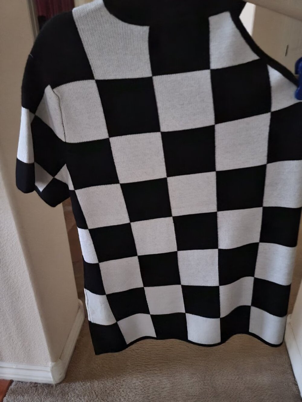 One Shoulder Black & White Sweater